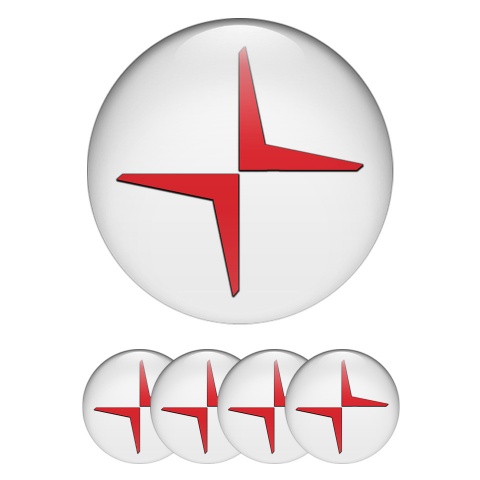 Volvo Polestar Emblem for Center Wheel Caps White Red Logo