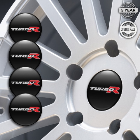 Daihatsu Turbo R Emblems for Center Wheel Caps Black Grey Red Logo