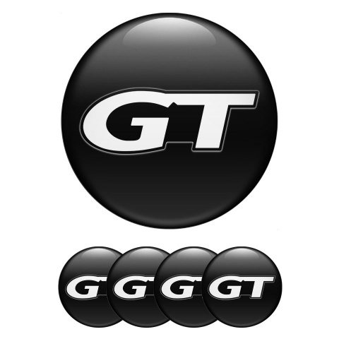 Wheel GT Center Caps Emblem Black White Modern Logo