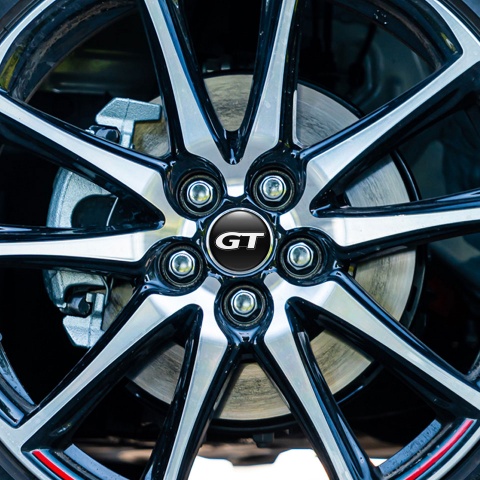 Wheel GT Center Caps Emblem Black White Modern Logo