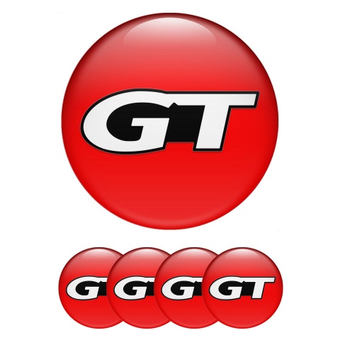 Wheel GT Domed Stickers for Center Caps Red White Modern Logo