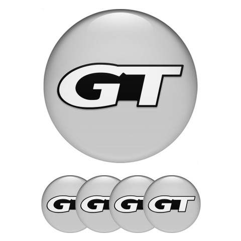 Wheel GT Stickers for Center Caps Grey White Modern Logo