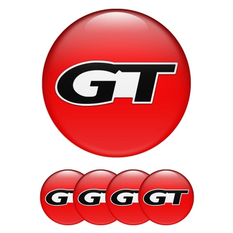 Wheel GT Wheel Stickers for Center Caps Red Black Modern Logo