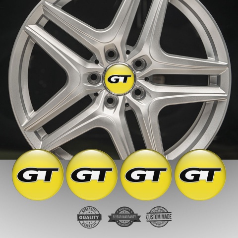Wheel GT Center Caps Emblem Yellow Black Modern Logo