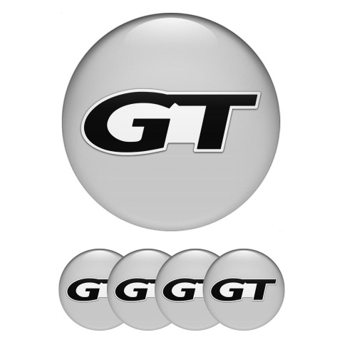 Wheel GT Silicone Stickers for Center Caps Grey Black Modern Logo
