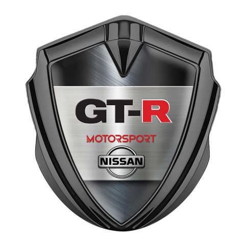 Nissan GTR Emblem Abzeichen Graphit Tonfarbe Poliertes Metall Design