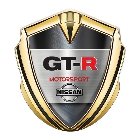 Nissan GTR Emblem Abzeichen Goldtonfarbe Poliertes Metall Design