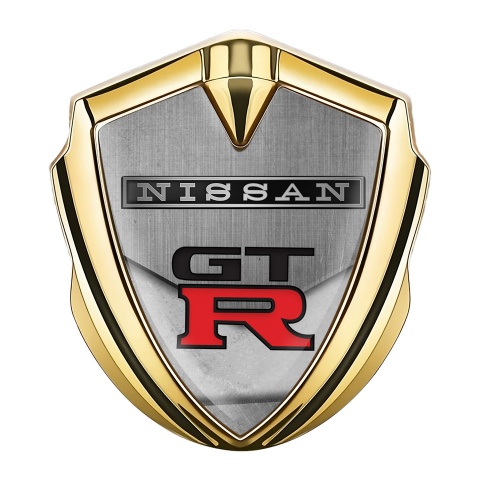 Nissan GTR Abzeichen selbstklebend Goldtonfarbe Stein Textur Design