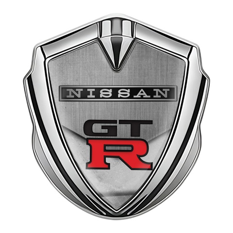 Nissan GTR Abzeichen selbstklebend Silbertonfarbe Stein Textur Design