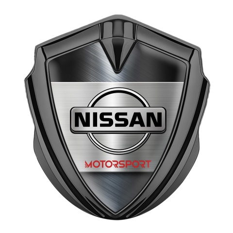 Nissan Selbstklebendes Metallaufkleber Emblem Graphit Tonfarbe Metall Design mit Motosport Logo Motiv