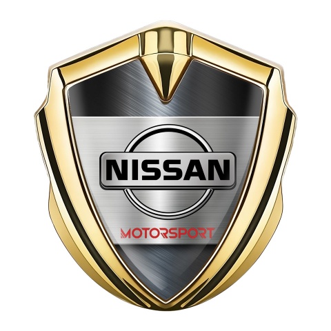 Nissan Selbstklebendes Metallaufkleber Emblem Goldtonfarbe Metall Design mit Motosport Logo Motiv