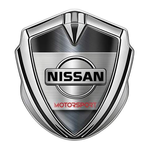 Nissan Selbstklebendes Metallaufkleber Emblem Silbertonfarbe Metall Design mit Motosport Logo Motiv