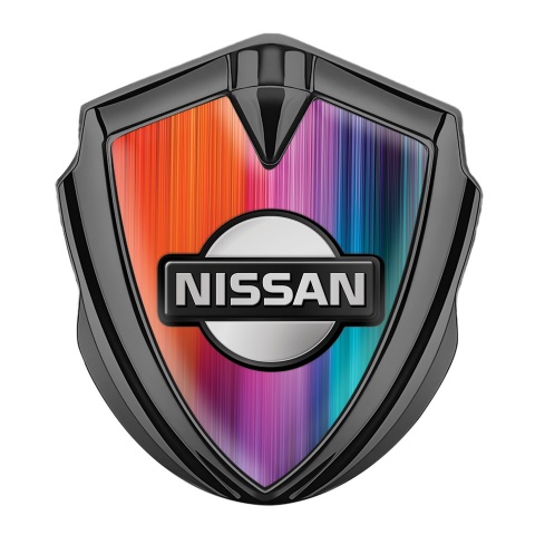 Nissan Emblem Abzeichen Graphit Tonfarbe Mehrfarbig Fundament mit Dunkles Logo