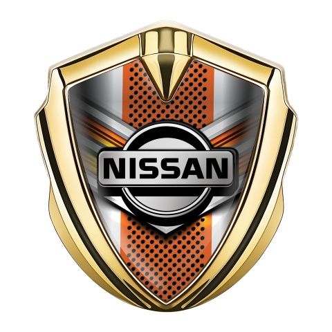Nissan Seitenflugel Emblem Aufkleber Goldtonfarbe Orange Pfeil Design