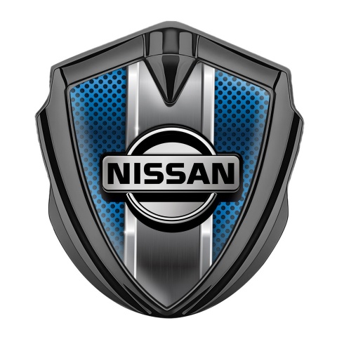 Nissan Emblem Aufkleber Autozubehor Graphit Tonfarbe Blau Mesh mit Grau Logo Panel