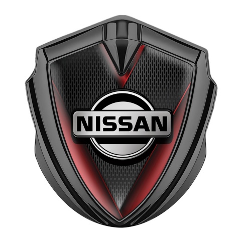 Nissan Seitenflugel Emblem Aufkleber Graphit Tonfarbe Rote Fugel Effekt mit Grau Logo