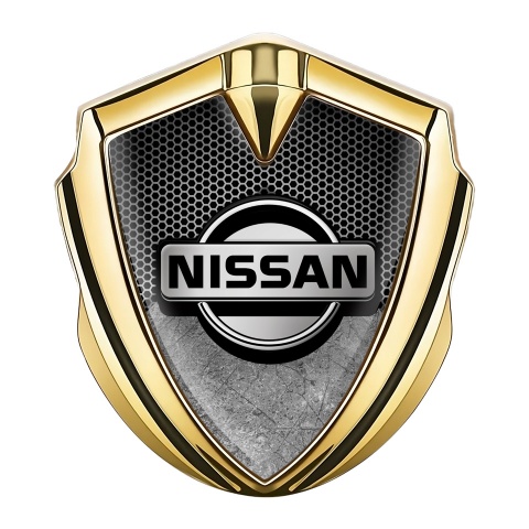 Nissan Emblem Abzeichen Goldtonfarbe mit Basis Doppelte Textur