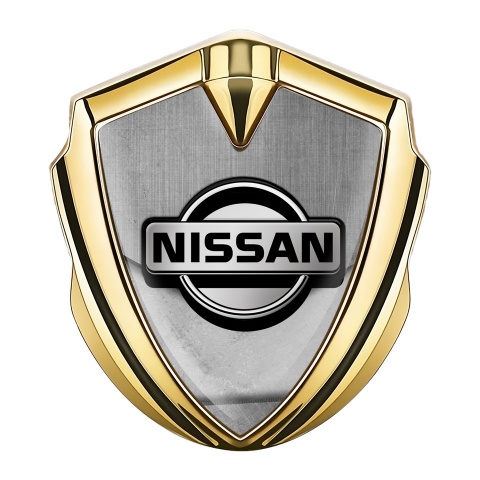 Nissan Abzeichen selbstklebend Goldtonfarbe Asphalt Effekt basis