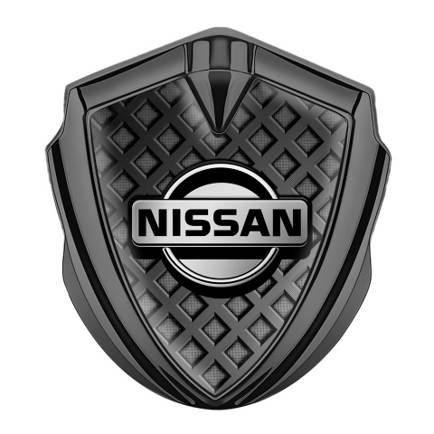 Nissan Emblem Auto Zeichen Graphit Tonfarbe Dunkles Gitter mit Grau Logo