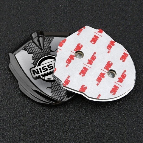 Nissan Selbstklebendes Metallaufkleber Emblem Graphit Tonfarbe Zerrissenes Metall Effekt
