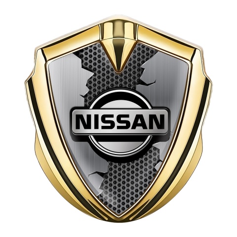 Nissan Selbstklebendes Metallaufkleber Emblem Goldtonfarbe Zerrissenes Metall Effekt
