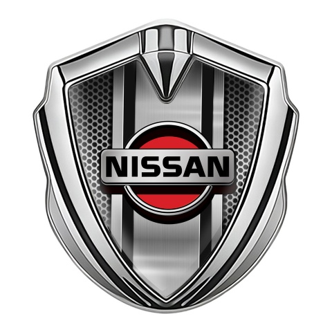 Nissan Emblem Abzeichen Silbertonfarbe Gitter Basis mit Metall Logo Panel