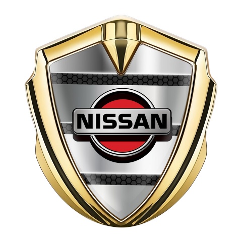 Nissan Emblem Auto Zeichen Goldtonfarbe mit Metalllamellen Design