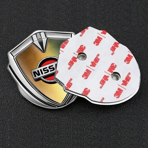 Nissan Selbstklebendes Metallaufkleber Emblem Silbertonfarbe Mit Bronze Design