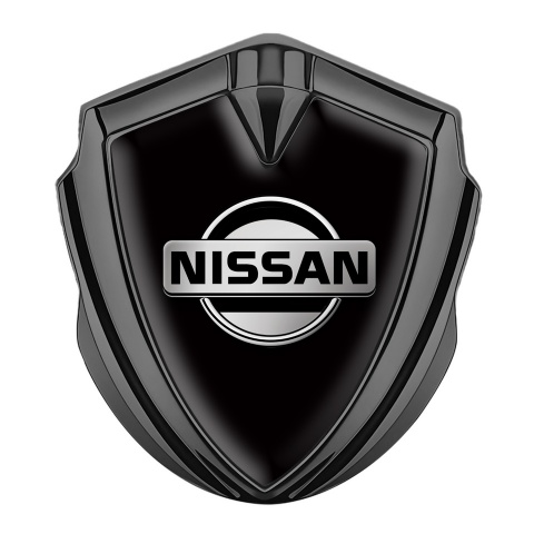 Nissan Selbstklebendes Metallaufkleber Emblem Graphit Tonfarbe Schwarz Fundament mit Grau Logo