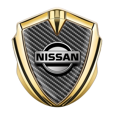 Nissan Emblem Auto Zeichen Goldtonfarbe Dunkles Carbon Design Version