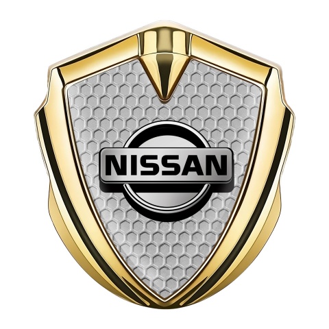 Nissan Selbstklebendes Metallaufkleber Emblem Goldtonfarbe Wabeneffekt Basis