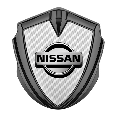 Nissan Emblem Logo Schriftzug Aufkleber Graphit Tonfarbe Weiss Carbon Design Version