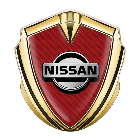 Nissan Seitenflugel Emblem Aufkleber Goldtonfarbe Rote Carbon Design Version
