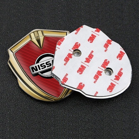 Nissan Seitenflugel Emblem Aufkleber Goldtonfarbe Rote Carbon Design Version