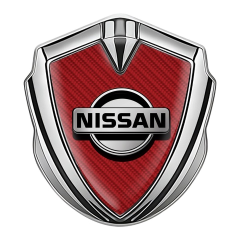 Nissan Seitenflugel Emblem Aufkleber Silbertonfarbe Rote Carbon Design Version