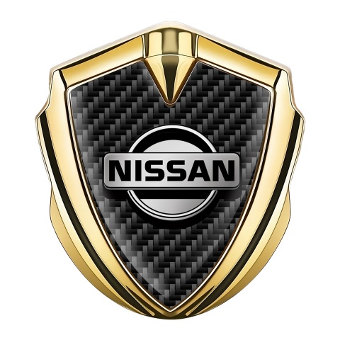 Nissan Emblem Abzeichen Goldtonfarbe Schwarz Carbon Design