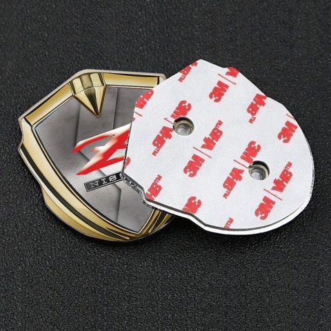 Nissan Z Emblem Aufkleber Autozubehor Goldtonfarbe S Form Basis mit Rote Logo