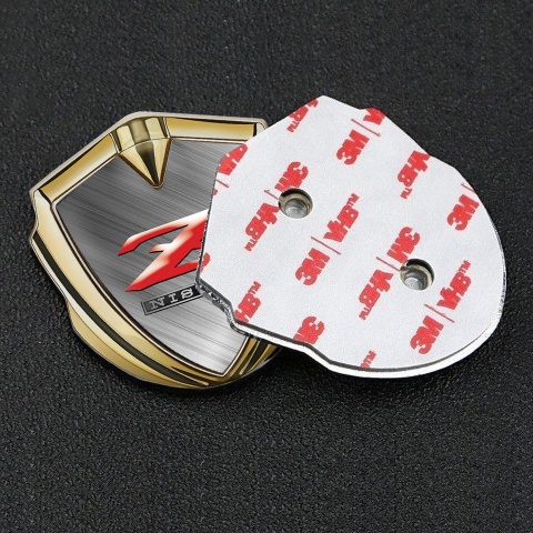 Nissan Z Emblem Logo Schriftzug Aufkleber Goldtonfarbe Metall Effekt Basis mit Rote Logo