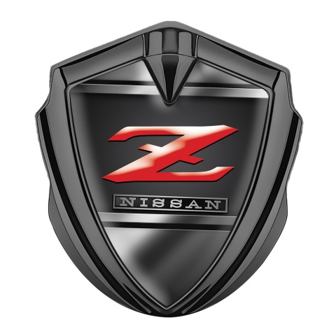 Nissan Z Emblem Abzeichen Graphit Tonfarbe Metal Rahmen Design Rote Logo Stil