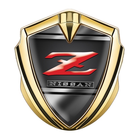 Nissan Z Emblem Abzeichen Goldtonfarbe Metal Rahmen Design Rote Logo Stil