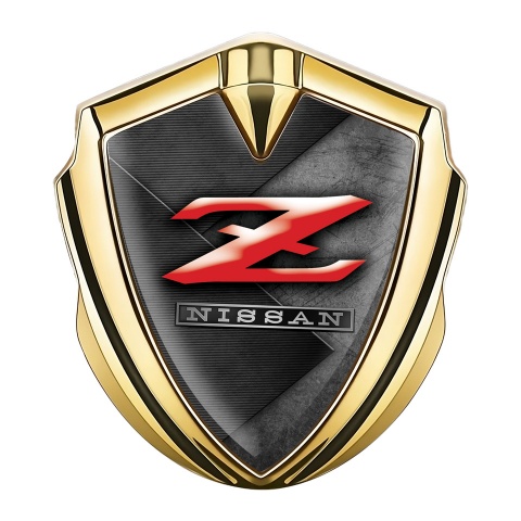 Nissan Z Abzeichen selbstklebend Goldtonfarbe Schwarz Grau Zerkratzte Oberflache Design