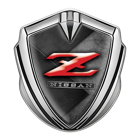 Nissan Z Abzeichen selbstklebend Silbertonfarbe Schwarz Grau Zerkratzte Oberflache Design