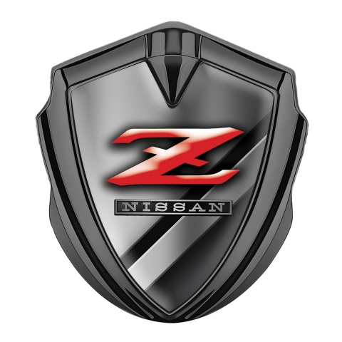 Nissan Z Emblem Auto Zeichen Graphit Tonfarbe Diagonale Metall Elemente mit Rote Logo Stil
