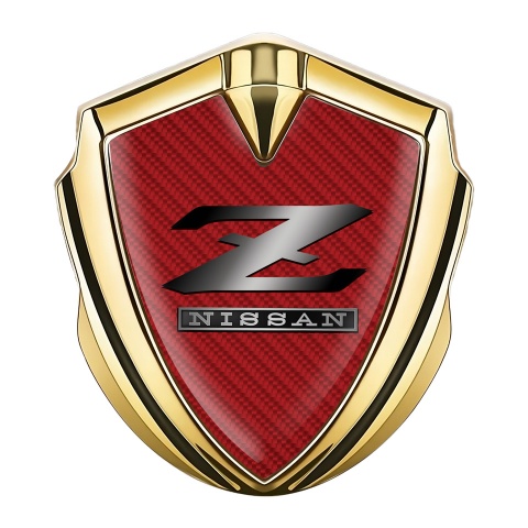 Nissan Z Selbstklebendes Metallaufkleber Emblem Goldtonfarbe Rote Carbon Auflage