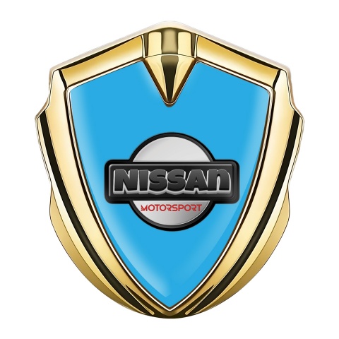 Nissan Emblem Aufkleber Autozubehor Goldtonfarbe HimmeBlau Basis mit Dunkles Logo