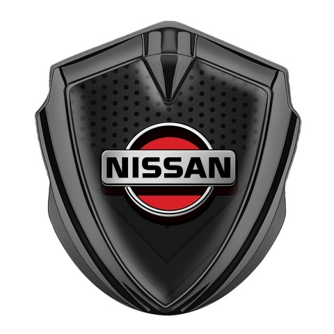 Nissan Emblem Abzeichen selbstklebendv Graphit Tonfarbe Dunkles Mesh mit Rote Logo Stil