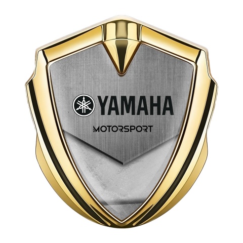 Yamaha Motorsport Emblem Aufkleber Autozubehor Goldtonfarbe Asphalt und Stein Basis effekt