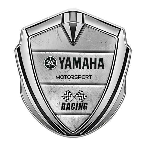 Yamaha Motorsport Emblem Logo Schriftzug Aufkleber Silbertonfarbe Stein Effekt