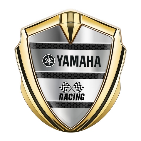 Yamaha Seitenflugel Emblem Aufkleber Goldtonfarbe Metall Details Design