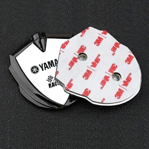 Yamaha Emblem Abzeichen Graphit Tonfarbe Weiss Basis mit Racing logo